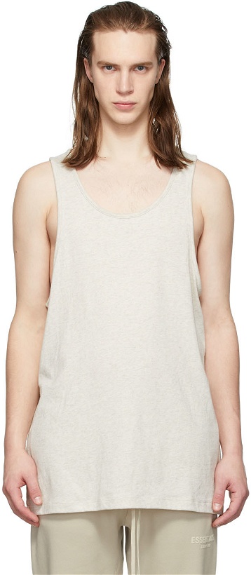 Photo: Essentials Three-Pack Off-White Jersey Tank Tops
