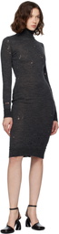 MM6 Maison Margiela Gray Turtleneck Midi Dress
