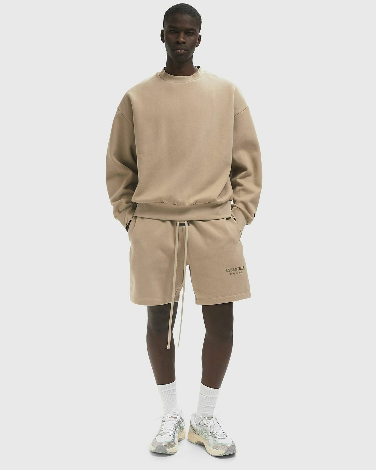 Fear of God Essentials CLASSSIC FIT FLEECE CREWNECK Beige Mens ...