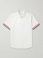 Thom Browne - Logo-Appliquéd Striped Cotton-Oxford Shirt - Gray