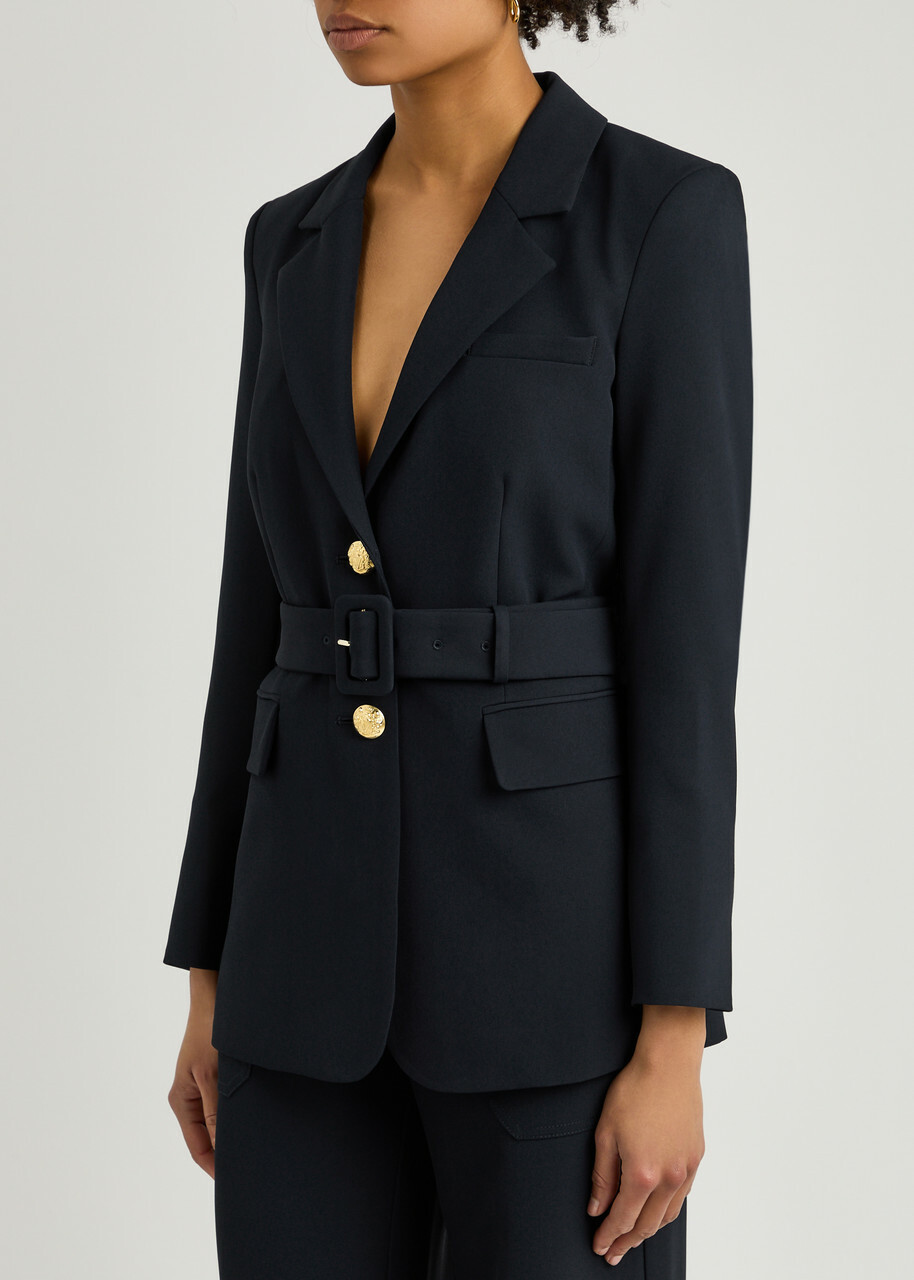 Veronica Beard Ryanne Belted Twill Dickey Jacket Navy