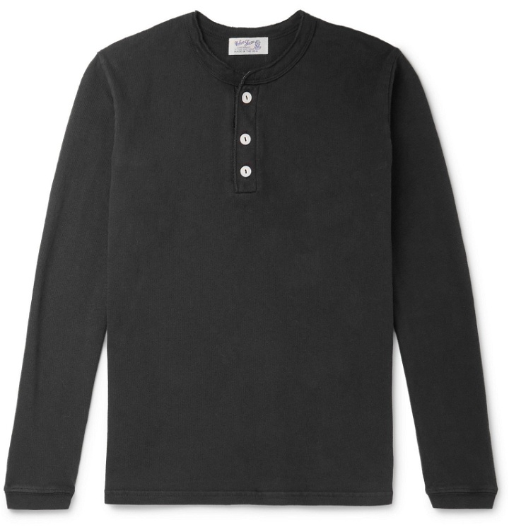 Photo: Velva Sheen - Slim-Fit Garment-Dyed Cotton-Jersey Henley T-Shirt - Black