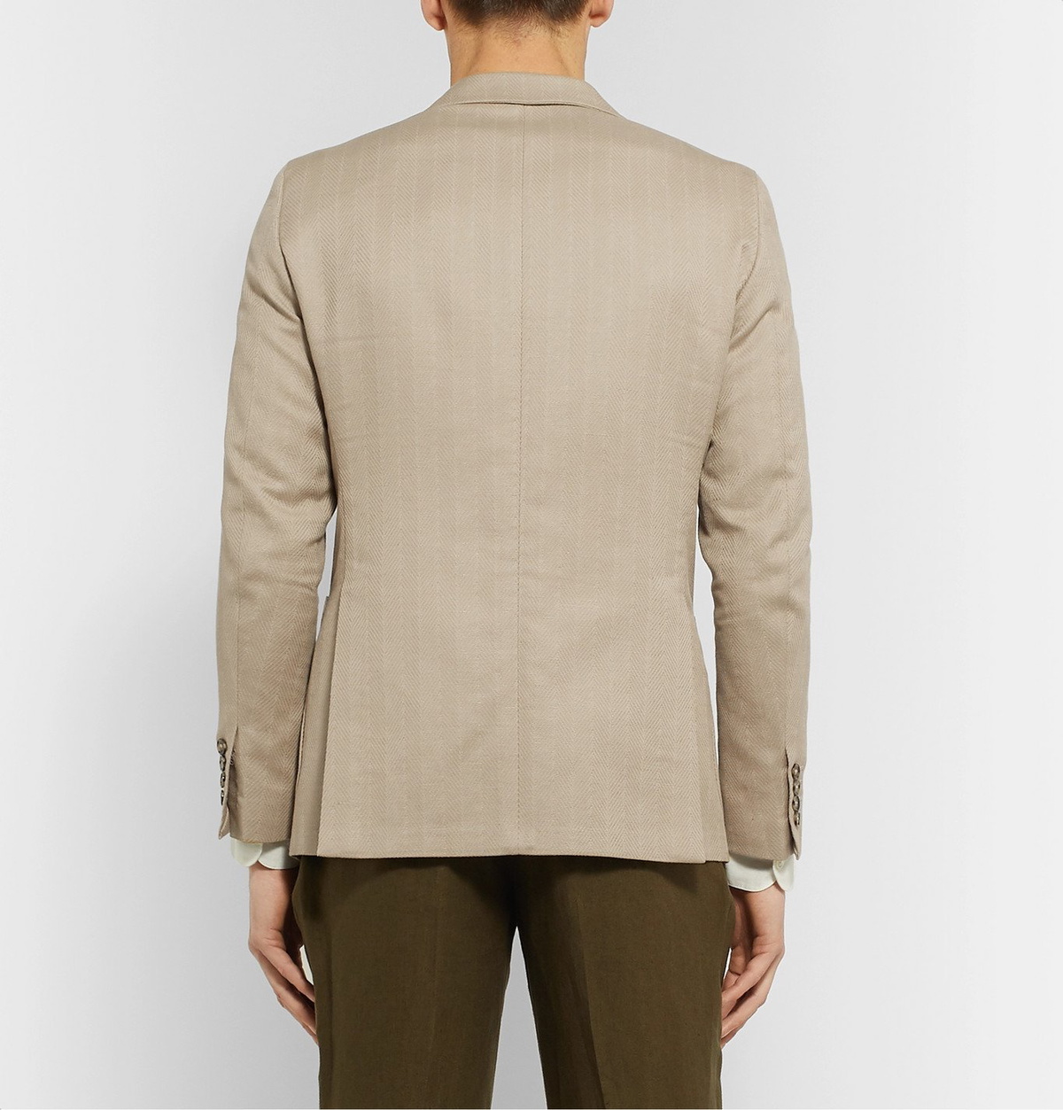 LORO PIANA Double-Breasted Rain System Linen Suit Jacket for Men