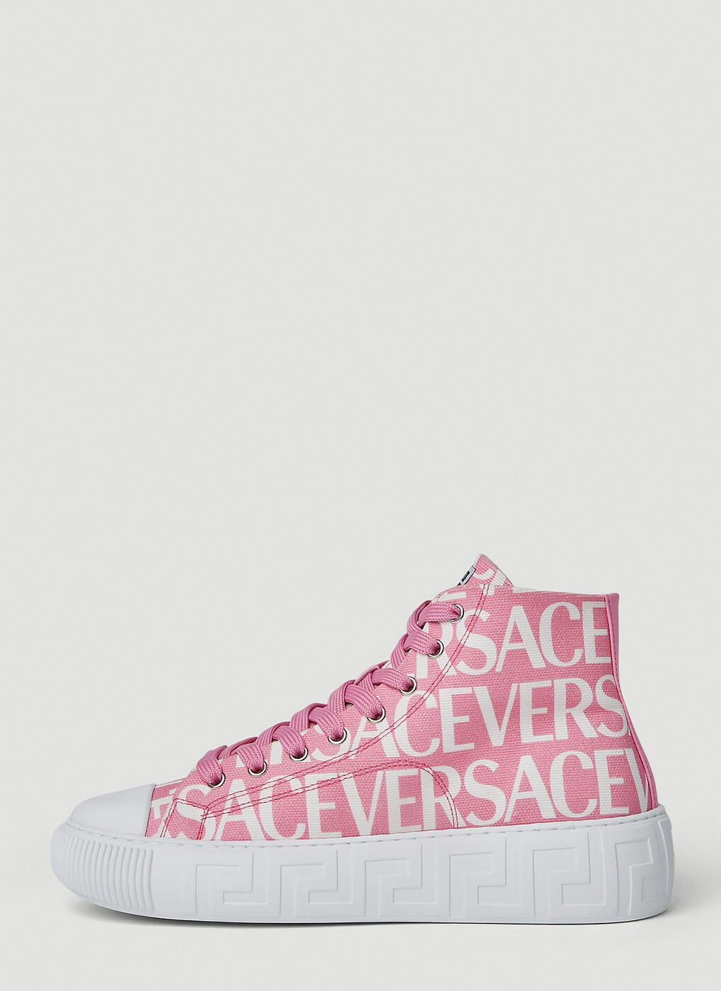 Versace - Greca Logo Print Sneakers in Pink Versace