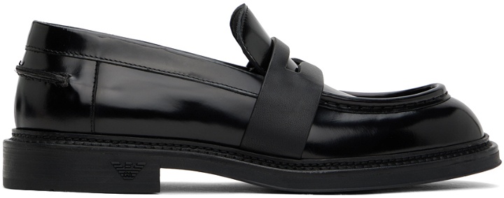 Photo: Emporio Armani Black Brushed Leather Loafers