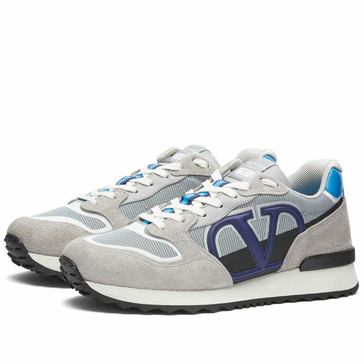 Photo: Valentino Men's V Logo Sneakers in Light Blue