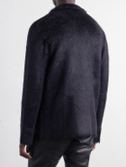 TOM FORD - Double-Breasted Brushed Cashmere, Mohair and Silk-Blend Knitted Blazer - Black
