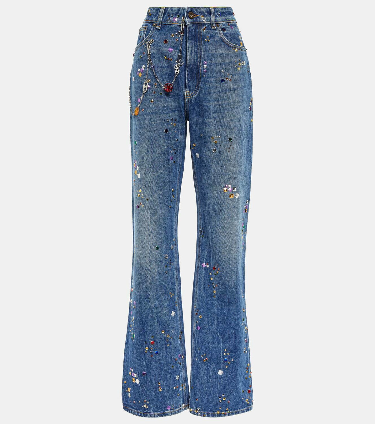 Rabanne Embellished high-rise straight jeans
