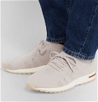 Loro Piana - 360 Flexy Walk Leather-Trimmed Wish Wool Sneakers - Light gray