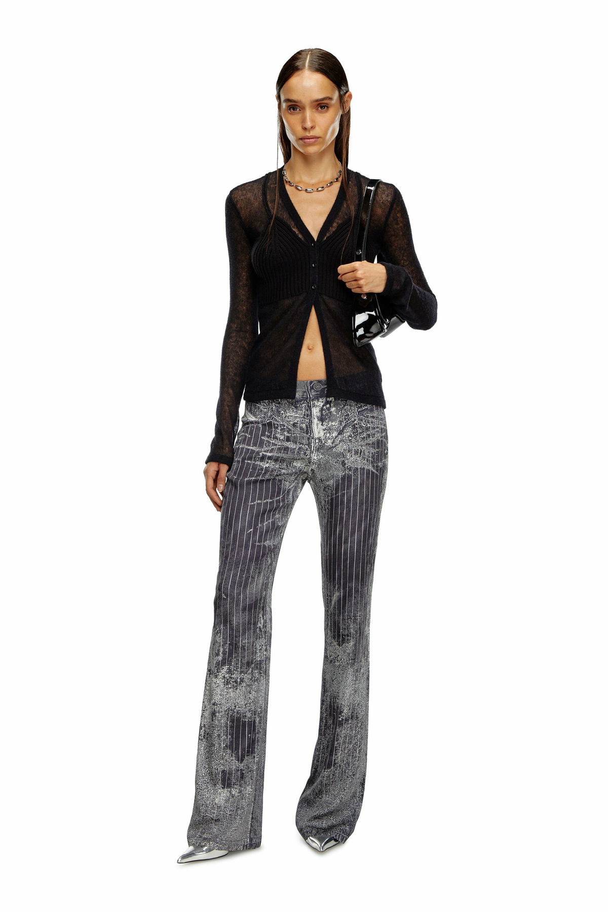 Diesel Sheer cardigan with bra detail - Knitwear Womens in Black