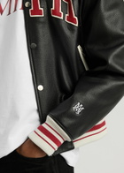Amiri Logo Leather Varsity Jacket Black