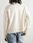 AMI PARIS - Logo-Intarsia Merino Wool Cardigan - Neutrals