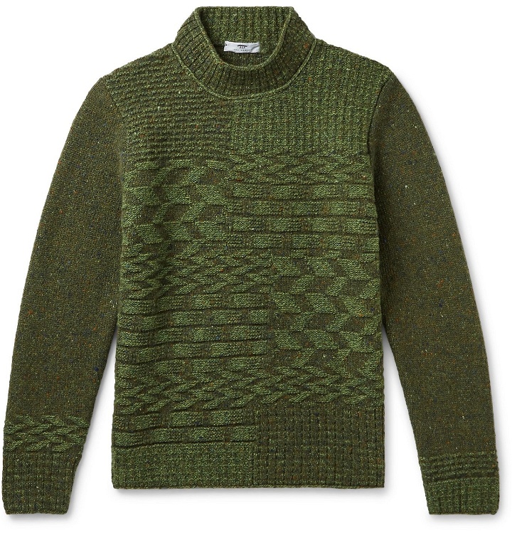 Photo: Inis Meáin - Merino Wool and Cashmere-Blend Mock-Neck Sweater - Green