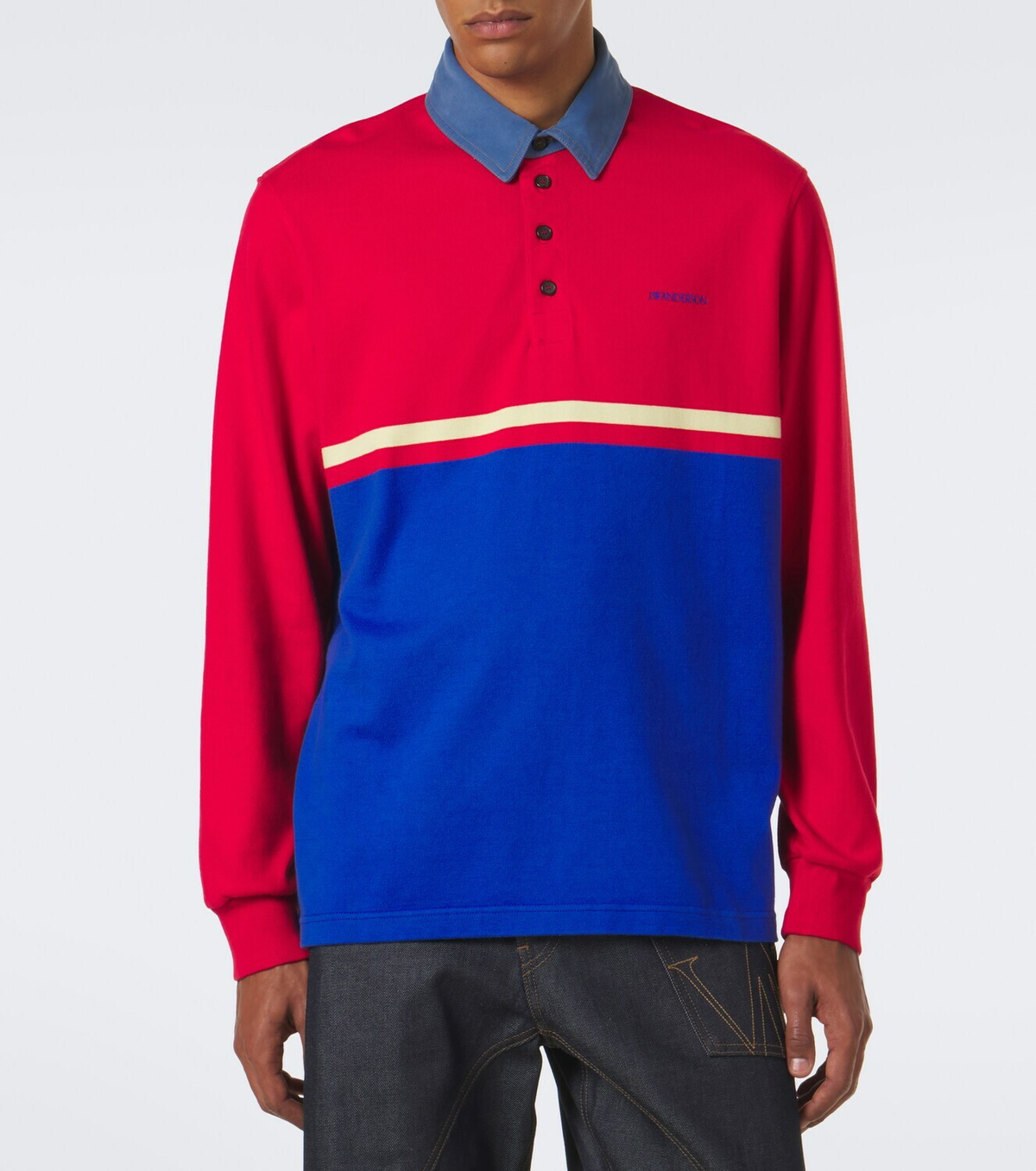 JW Anderson Paneled cotton jersey polo shirt