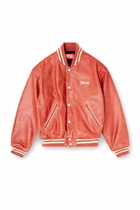 Diesel Leather bomber jacket with Diesel logo - Leather jackets - Unisex - Red