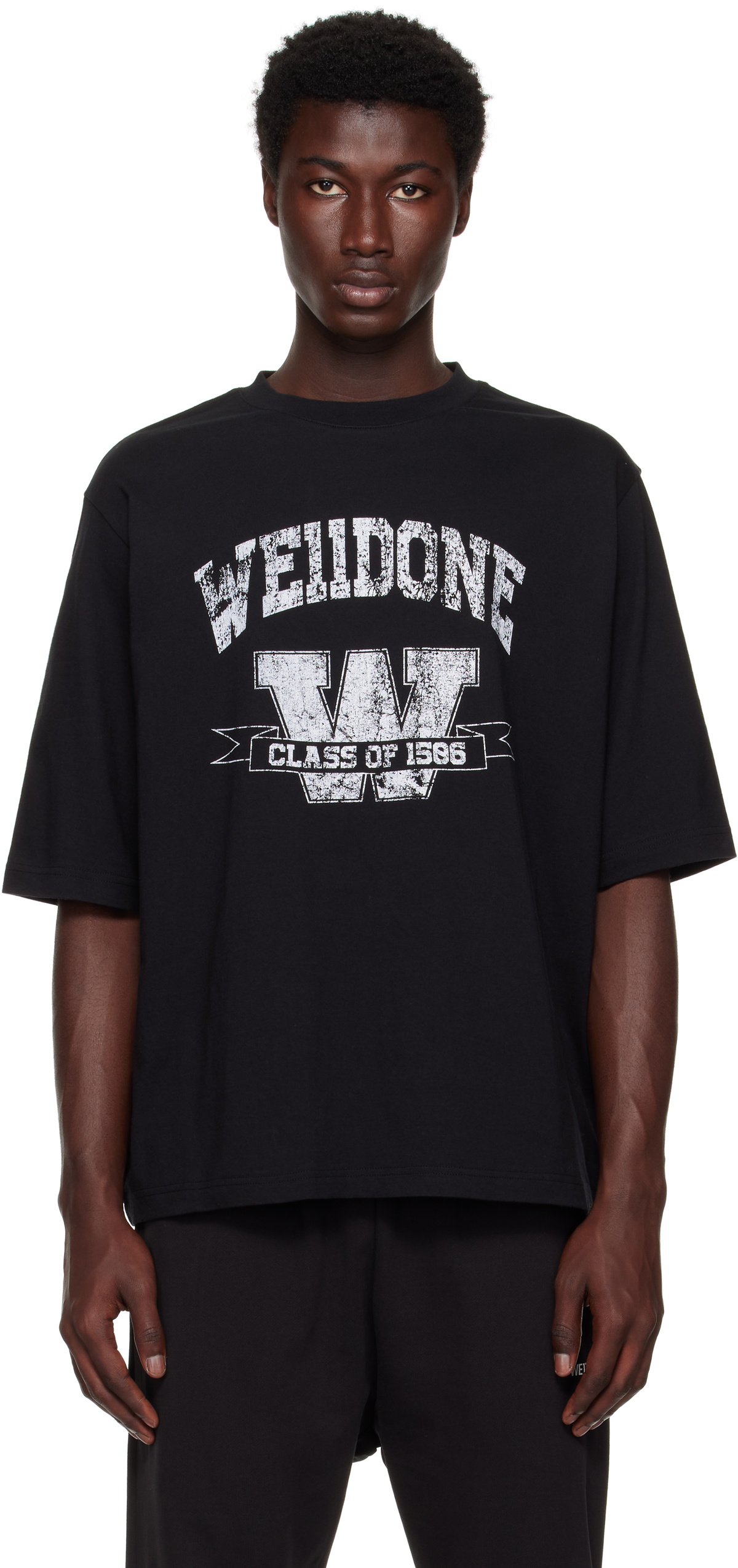 We11done Black Printed University T-shirt We11done