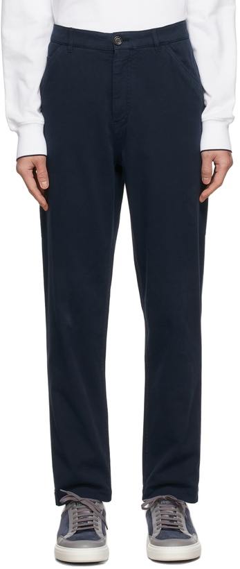 Photo: Brunello Cucinelli Navy Twill Trousers