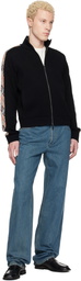 Burberry Black Check Trim Zip-Up Sweater