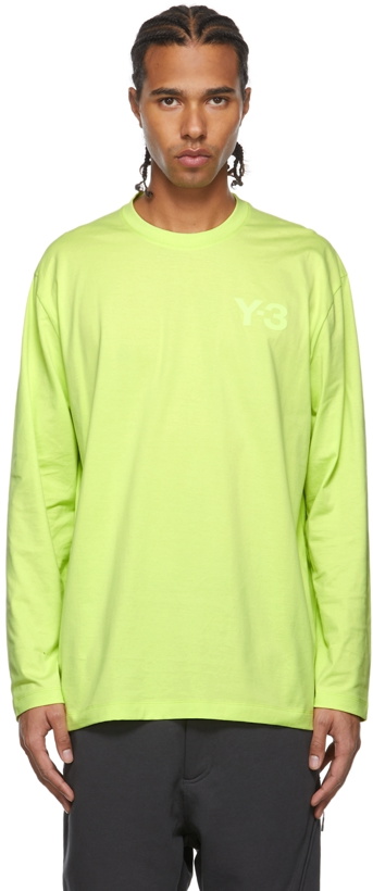 Photo: Y-3 Yellow Chest Logo Long Sleeve T-Shirt