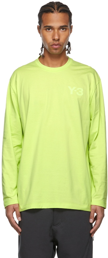 Photo: Y-3 Yellow Chest Logo Long Sleeve T-Shirt