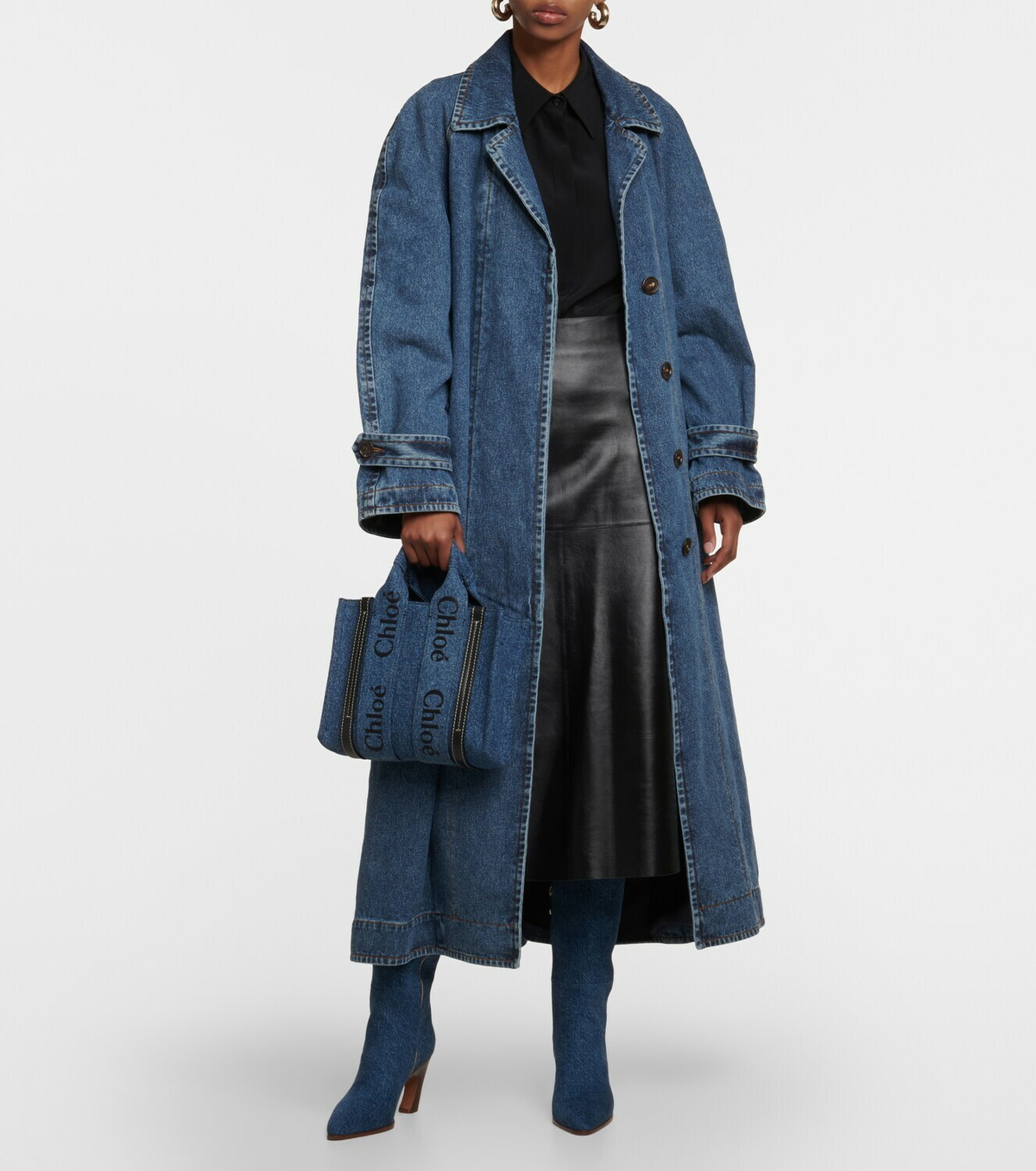 Chloe - Woody Small denim tote bag