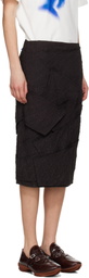 ADER error Black Raw Edge Midi Skirt
