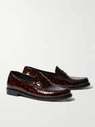 SAINT LAURENT - Le Loafer Leopard-Print Leather Penny Loafers - Brown