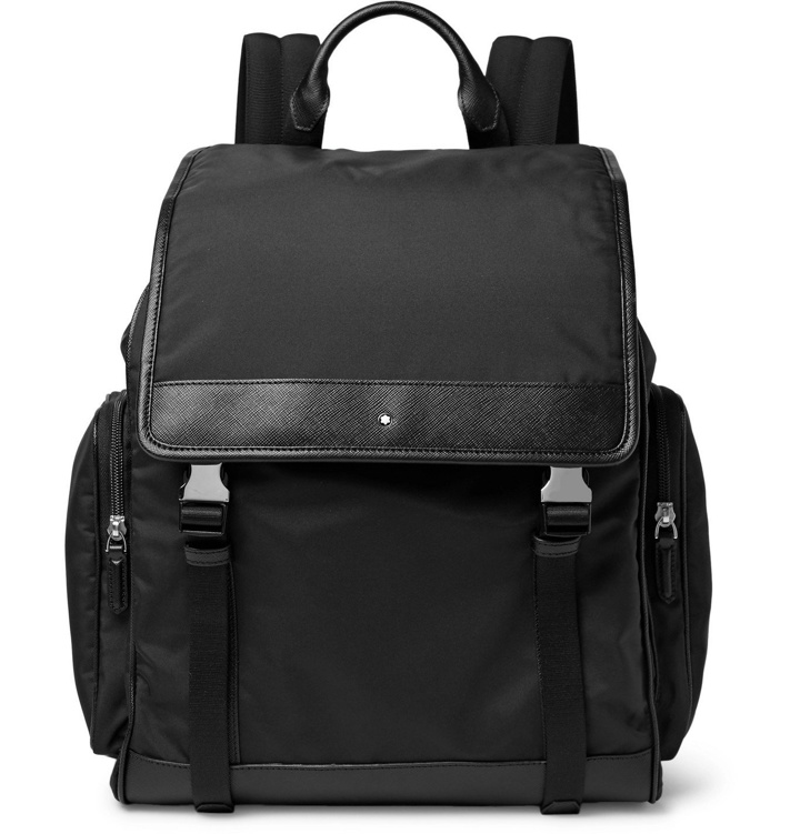 Photo: Montblanc - Sartorial Jet Cross-Grain Leather-Trimmed Nylon Backpack - Black