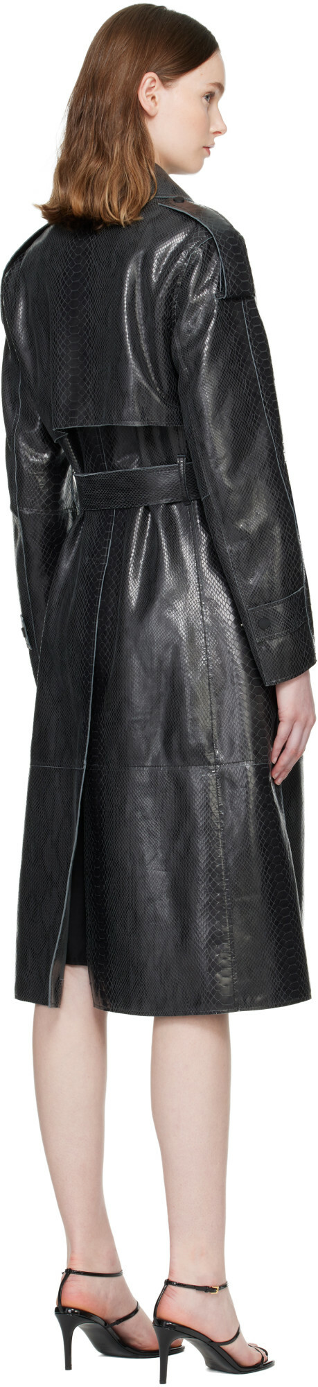 MACKAGE Black CARMELA-SNK Snake Pattern Leather Coat