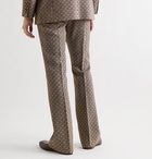 GUCCI - Slim-Fit Bootcut Logo-Jacquard Wool Suit Trousers - Brown