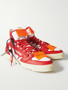 Off-White - 3.0 Off-Court Leather and Canvas High-Top Sneakers - Red