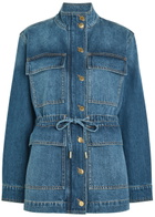 Veronica Beard Truman Drawstring Denim Jacket Mid Blu
