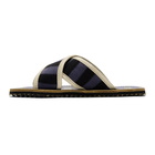 Marni Blue and Black Striped Nastro Sandals