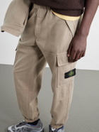 Stone Island - Garment-Dyed Wool-Blend Nylon Flannel-TC Cargo Sweatpants - Brown