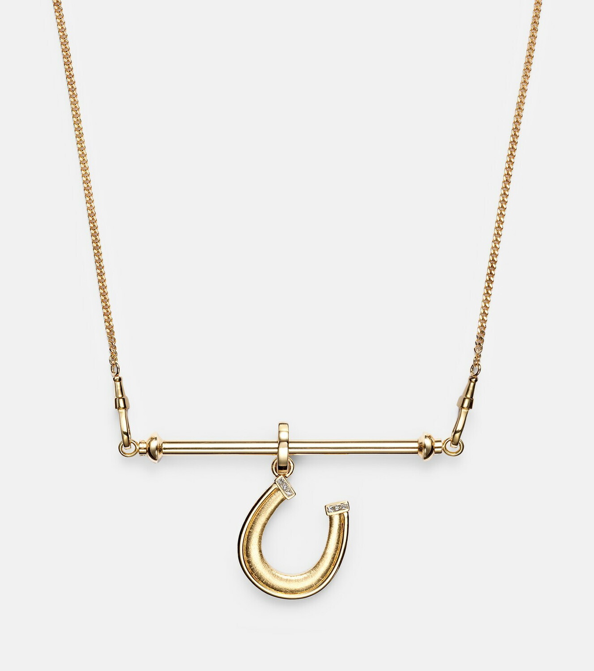 Marie Lichtenberg 18kt gold and leather pendant necklace with diamonds