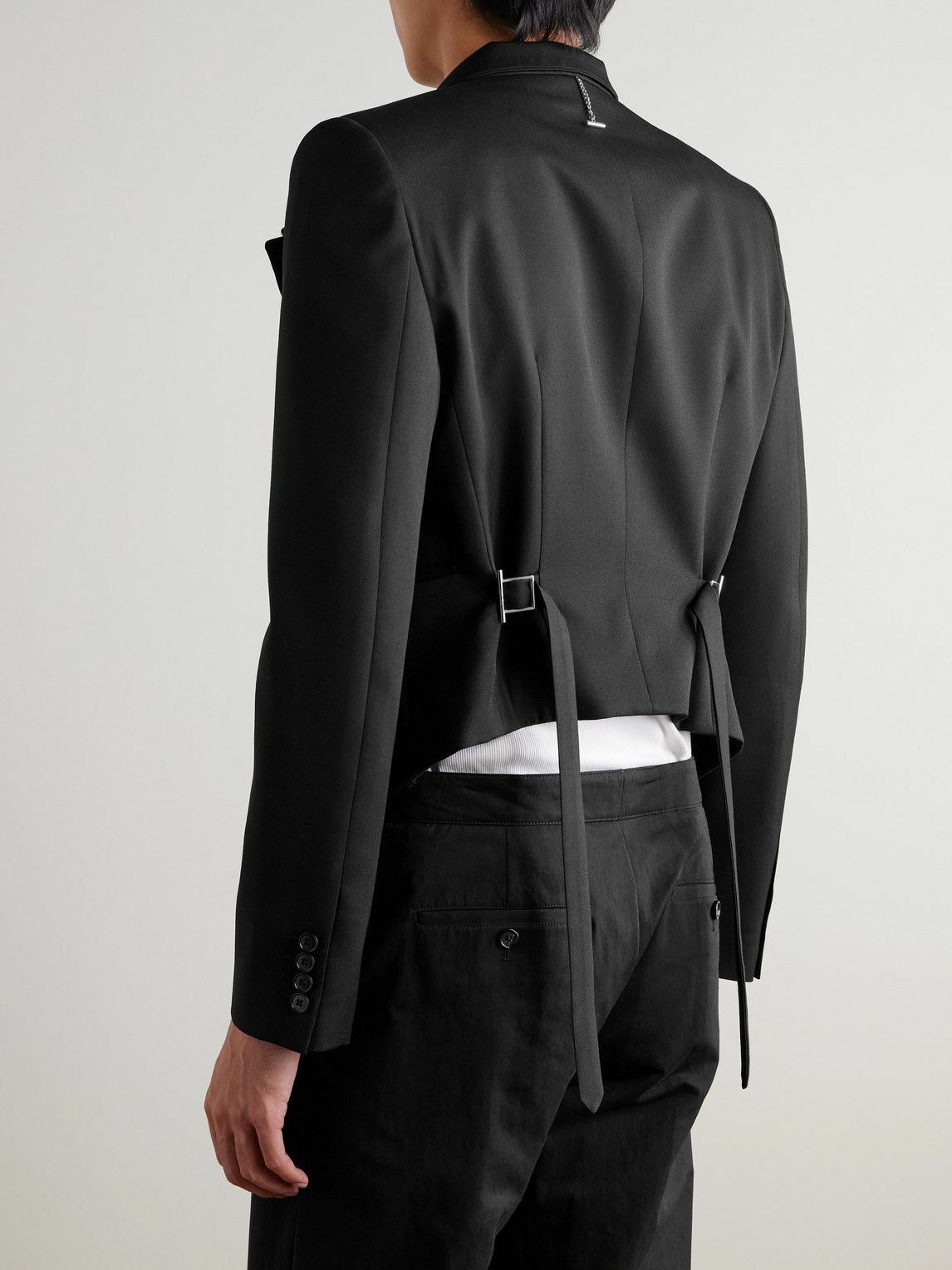 McQueen - Double-Breasted Asymmetric Wool-Gabardine Blazer - Black