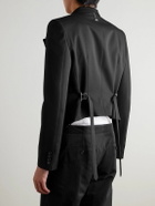 McQueen - Double-Breasted Asymmetric Wool-Gabardine Blazer - Black