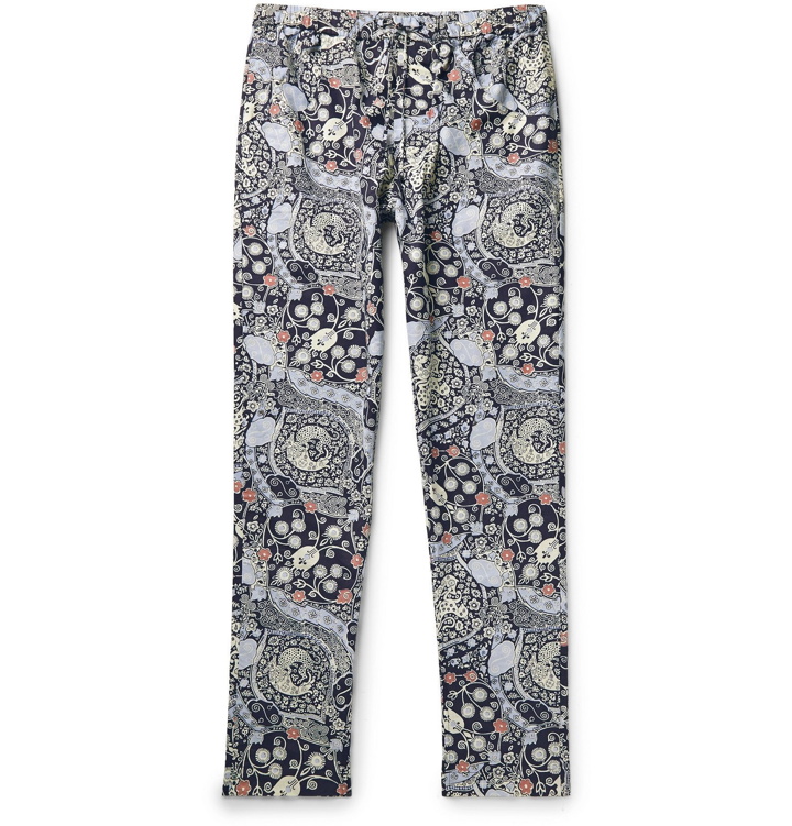 Photo: Isabel Marant - Petros Slim-Fit Printed Cotton Drawstring Trousers - Blue