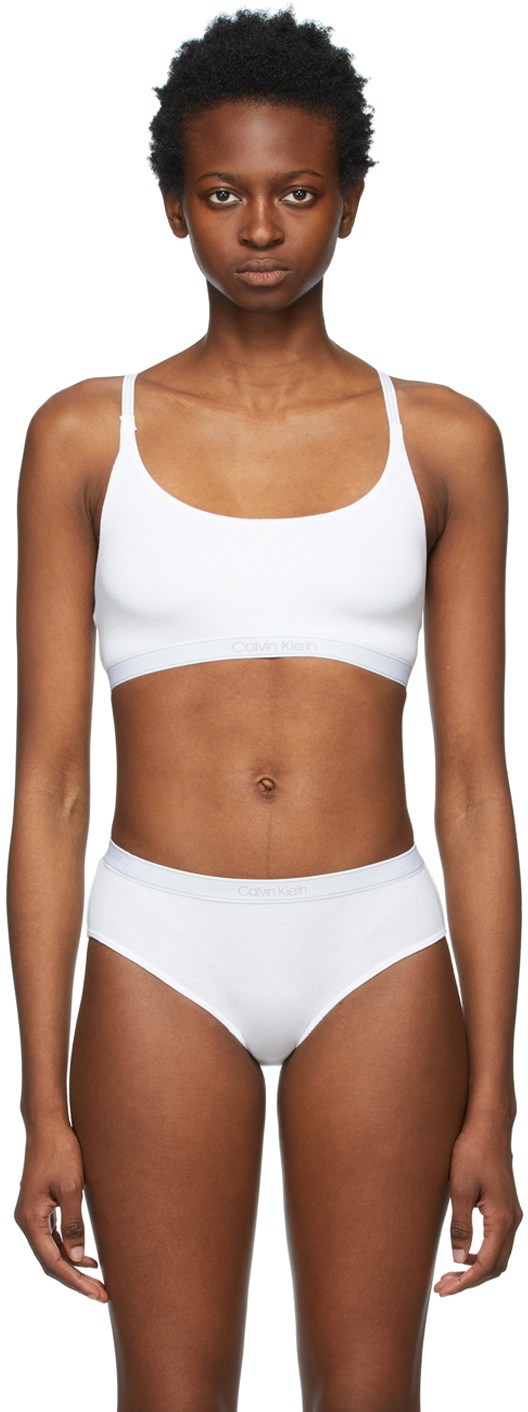 Calvin Klein Underwear White Ribbed Unlined Pure Bralette