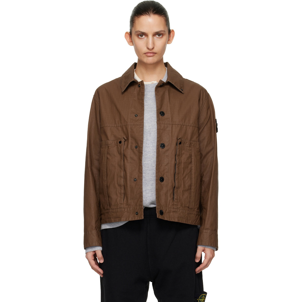Stone Island Brown 4100010 Double-Coated Cotton Ripstop Jacket