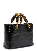 Balmain 1945 Small Glossed Leather Tote - Black - One Size