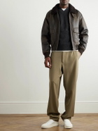 The Row - Herzog Shearling-Trimmed Leather Jacket - Black