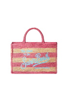 MC2 Saint Barth Colette Raffia Handbag With White And Pink Stripes