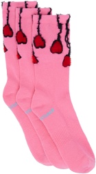DOUBLESOUL Three-Pack Pink Gaetano Pesce Socks