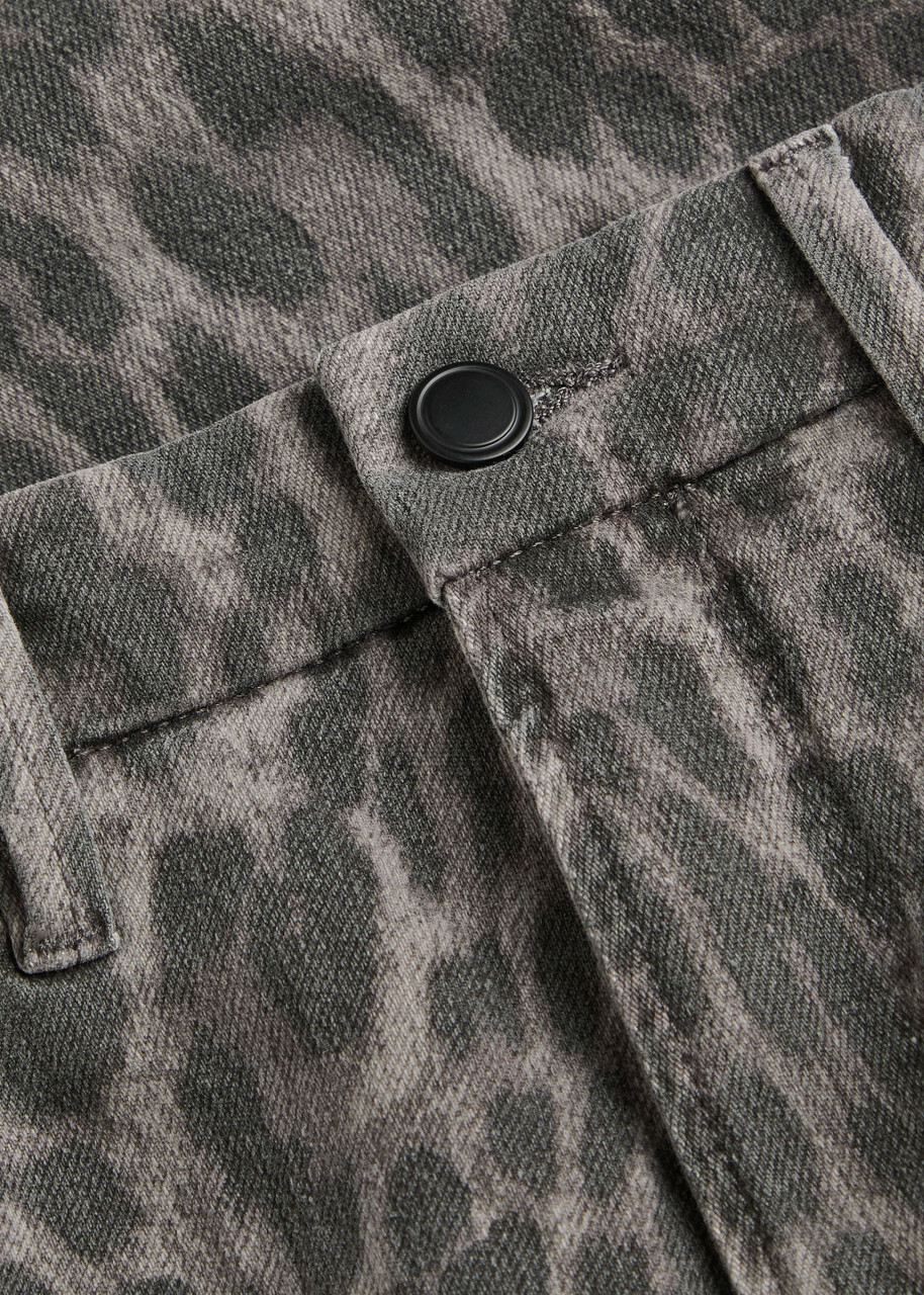 Good American Good Icon Leopard Straight-leg Jeans Grey