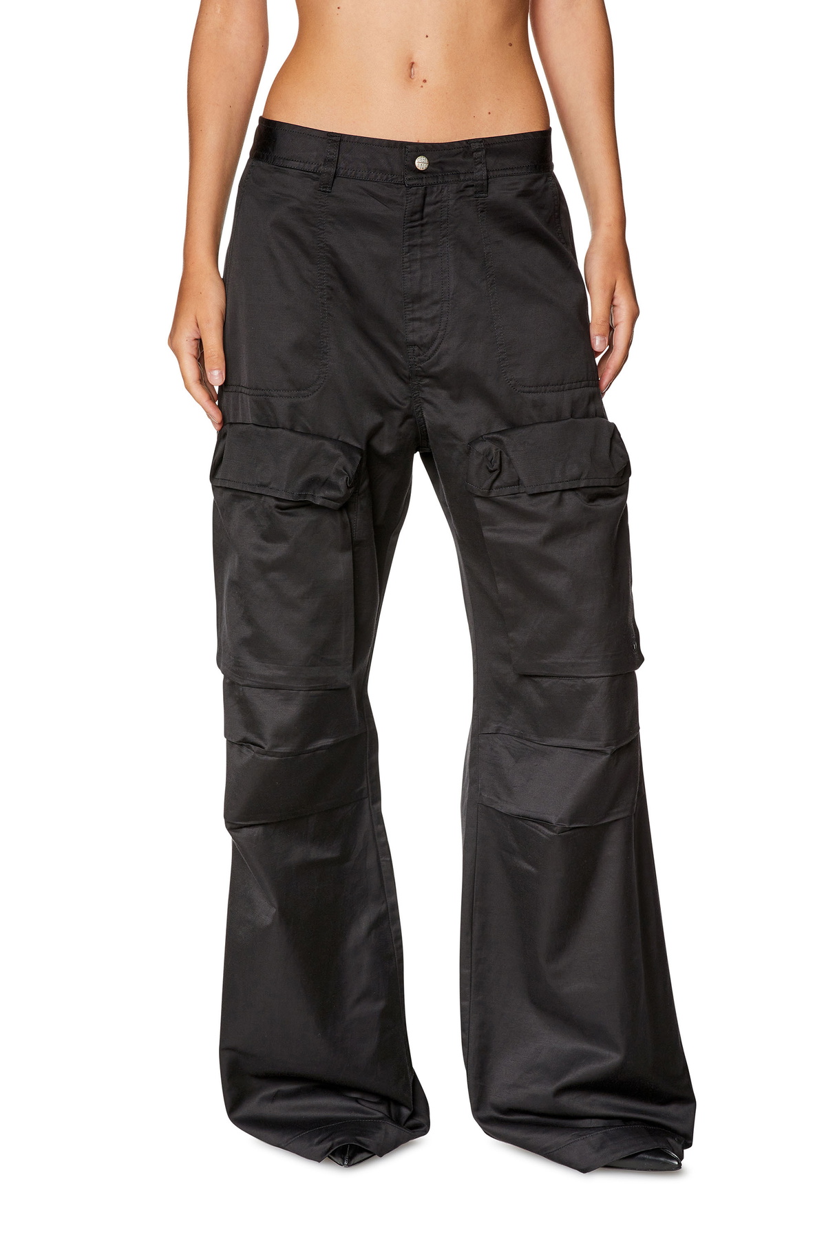 Diesel Cargo pants in slub satin - Pants Womens in Black Diesel