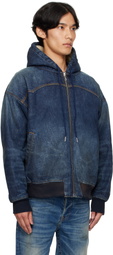 COÛT DE LA LIBERTÉ Navy Mike Japanese VTG Double Dip Sherpa Lined Denim Jacket
