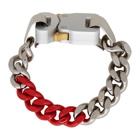 1017 ALYX 9SM Silver and Red Colored Links Buckle Bracelet