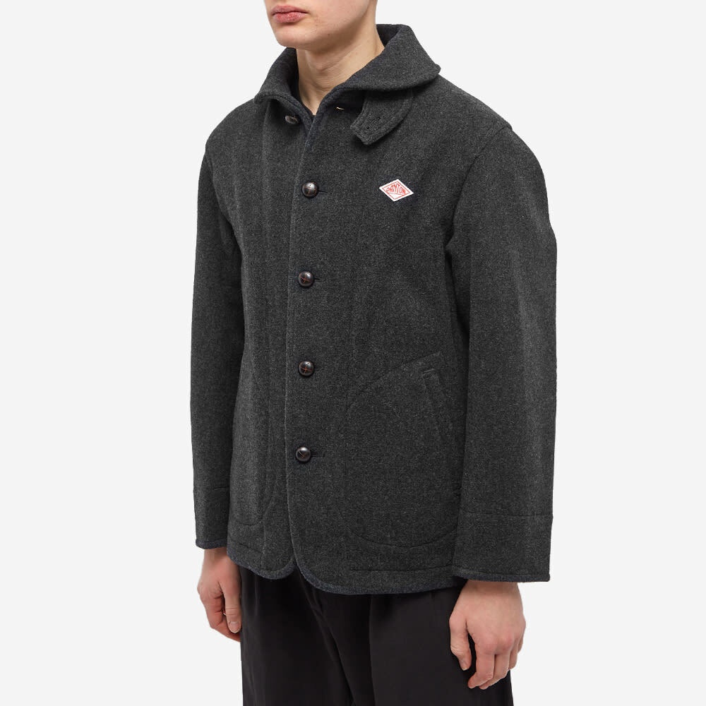 Danton Men's Round Collared Wool Jacket in Charcoal Danton