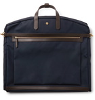 Mismo - Leather-Trimmed Nylon Garment Bag - Blue